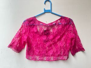 Vibrant Pink beautiful Lace Crop Top never use tot