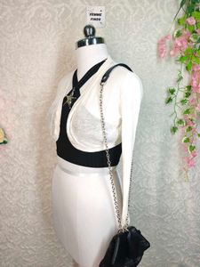 Sheer White Cropped Cardigan