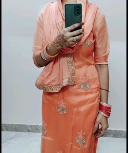 Elegant Orange Kurta Set with Embroidery