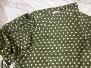 Sage Green Polka Dot Puff Sleeve Top