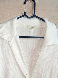 White Collared Short Sleeve Top Shirt