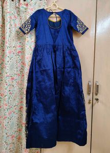 Royal Blue Embroidered Gown Dupatta Set