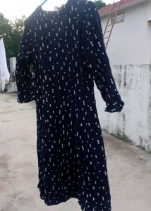 Navy Blue Polka Dot Midi Dress