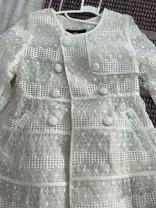Cute Girls' White Lace Coat