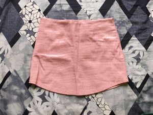 Pink Textured Mini Skirt