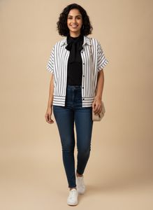 Combo Tops: Black strip shirt &amp; bow top