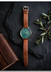 ⌚🌿 TITAN MINIMALIST GREEN DIAL LEATHER STRAP WRIS