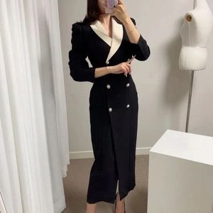 SAVANA Elegant Double-Breasted Midi Dress