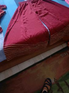 Maroon Kurta Gold Zigzag Trim with palaz  149 m 2