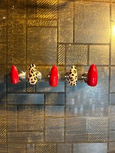 Leopard Print & Red Press-On Nails