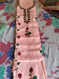 Embroided Peach Suit Fabric