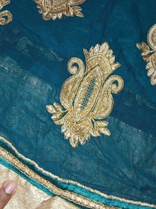 Teal Kurta with Gold Embroidery