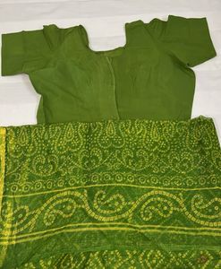 Green Bandhani Saree with Blouse