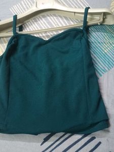 Teal Spaghetti Strap Crop Top