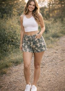 Camo Denim Shorts