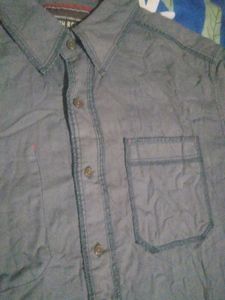 women's Grey Long Sleeve Button-Up Shirt