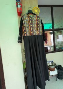 Elegant Black Embroidered Gown
