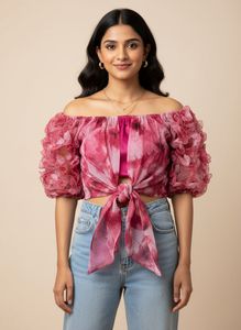 Ruffled Tie-Front Top