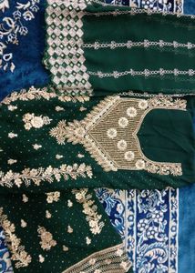 Dark green embroidered kurta set