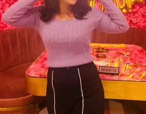 Lavender Square Neck Crop Sweater