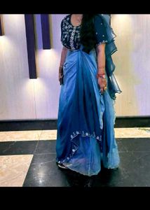 Stunning Blue Ombre Saree with Embellished Blouse