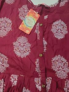 Maroon Printed Kurta