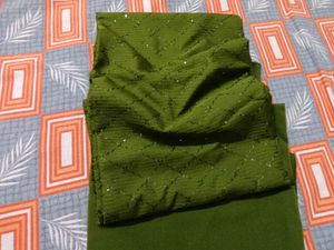🌿 Olive Green Diamond-Georgette Suit Material 🌿
