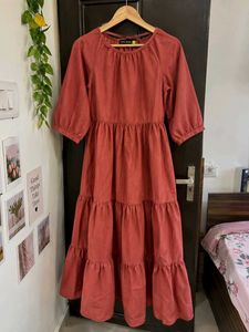 Tokyo Talkies Terracotta Tiered Midi Dress–Size