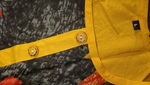 Yellow Kurta with Leaf Print