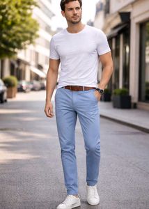 Men's Light Blue Casual Chinos