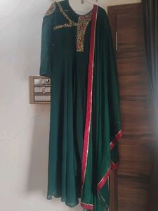elegant embroidered anarkali with dupatt