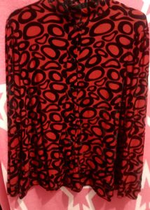 Chic Red &amp; Black Abstract Print Blouse
