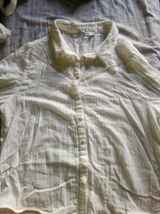Cream Collared Button-Up Blouse