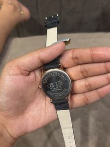 Classic Black Leather Strap Watch