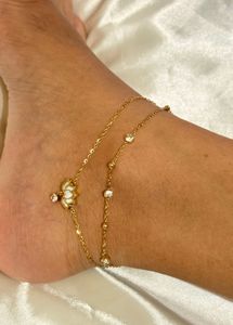 Elegant Gold Chain Anklet with Charm