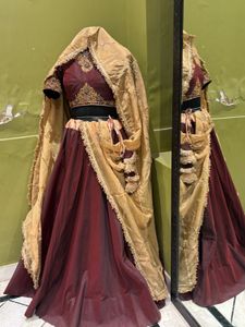 Beautiful Two Tone Brown And Maroon Hand Work