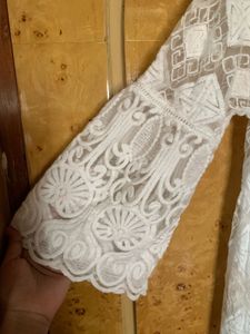 Bohemian White Lace Midi Dress