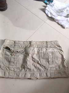 Distressed Cargo Mini Skirt