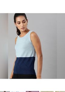 RoadsterCasual Sleeveless Self Design WomenBlue To