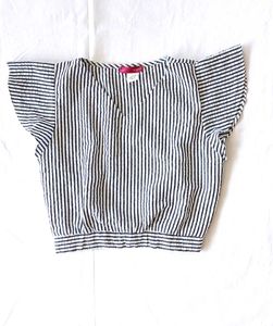 Striped Flutter Sleeve Top