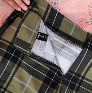 Olive Green Plaid Skirt