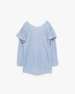ZaRA Ruffle Sleeve Striped Blouse