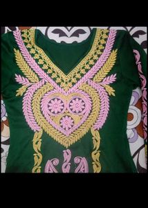 Green Ethnic Dress with Embroidery