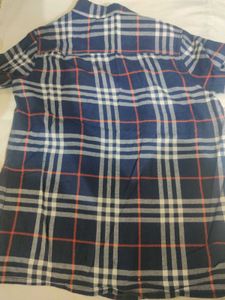 🔀Boy 10-12 Blue checked plaid Shirt with Deni