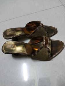Golden Embellished Heels - Size 6