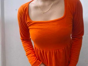 Vibrant Orange Long Sleeve Dress