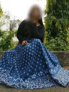 Bohemian Blue Print Maxi Skirt