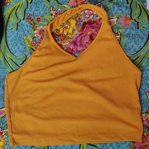 Ribbed Halter Neck Crop Top