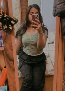 cute Korean style crop top with neck detail