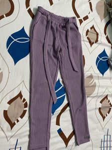 Lavender Knit Pants with Belt